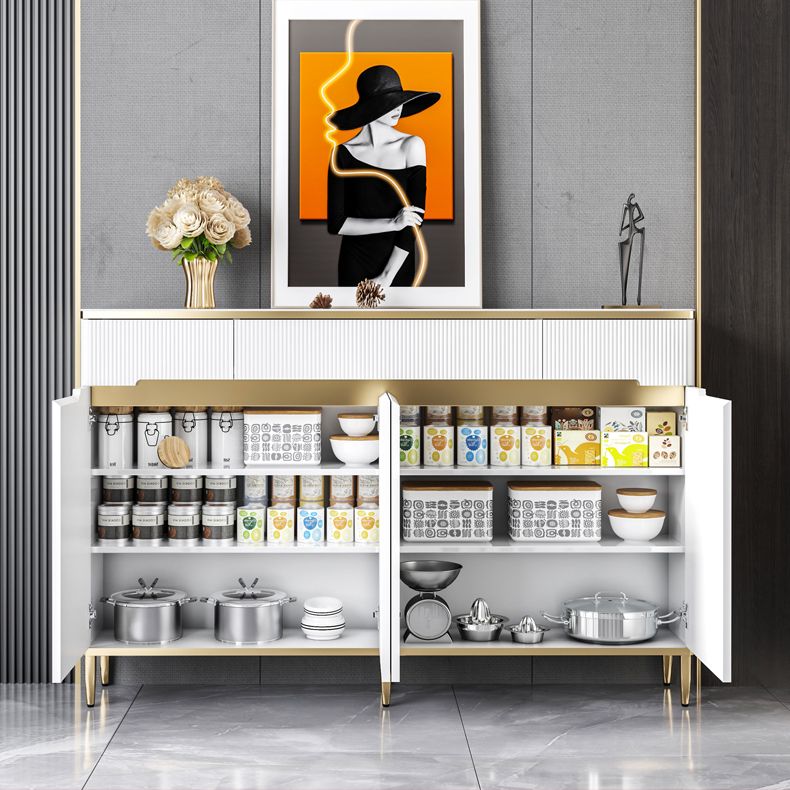 Serveur de restauration White Glam Stone et serveur buffet en bois d'ingénierie