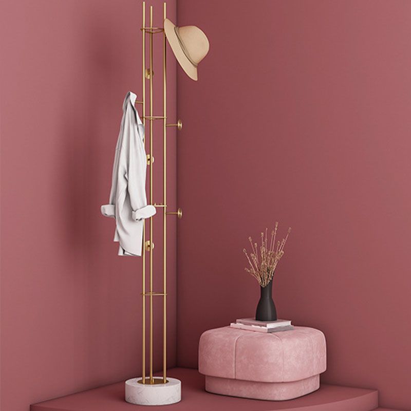 Marble Base Coat Hanger Metal Standing Entry Hall Tree with 8 Hooks Clearhalo 'Entry & Mudroom Furniture' 'furn' 'furn_hall_tree_coat_racks' 'Furniture' 'Hall Trees & Coat Racks' 'hall_tree_coat_racks' 1200x1200_bcb9e010-0749-405a-8609-a2e1a2b46d5c