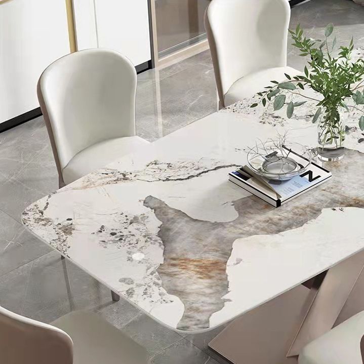 Stone White Top Dining Table Traditional Luxury Table with Pedestal Base Clearhalo 'Dining Tables & Seating' 'Dining Tables' 'dining_table' 'furn' 'furn_dining_table' 'Furniture' 'furniture_dining_table' 'Kitchen & Dining Furniture' 'kitchen' 'kitchen_dining_table' 1200x1200_bcbacf96-10f0-4693-957c-b2ae33988855