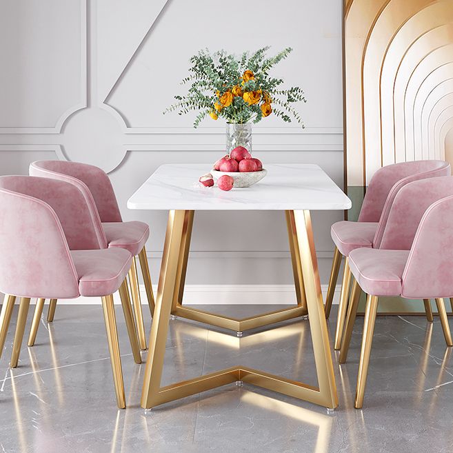 Juego de mesa de comedor de hierro Glam, juego de comedor rectangular de 1/2/5/6 piezas con tapa de piedra sinterizada