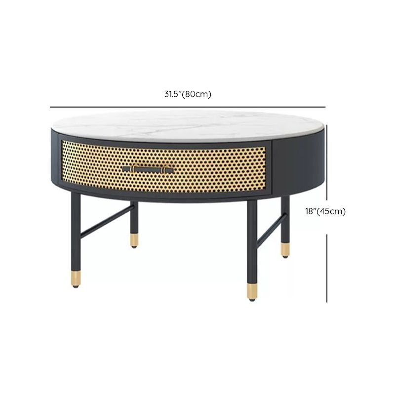 Luxurious Slate Round Top Coffee Table Set with Storage Drawer Clearhalo 'Coffee & Accent Tables' 'Coffee Tables' 'coffee_tables' 'furn' 'furn_coffee_tables' 'Furniture' 'Living Room Furniture' 1200x1200_bcbc6ccb-60cd-4fd1-89e7-8183f7c95734
