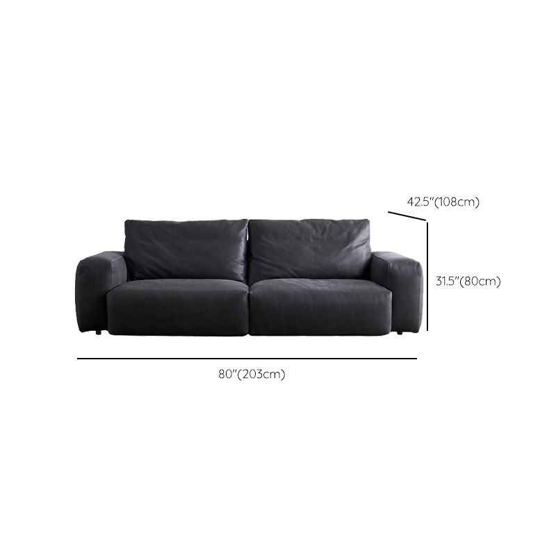 Mitte des Jahrhunderts modernes Sofa Leder -Quadratarmsofa in tiefem Grau