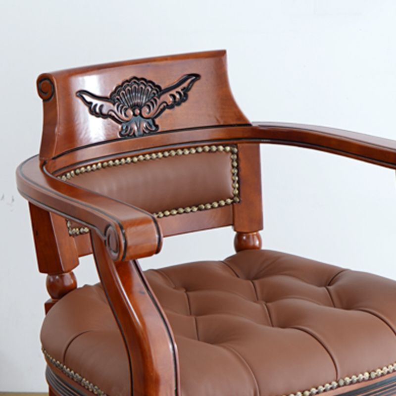 Rustikaler Essstuhl Leder Massivholz Armstuhl für Zuhause