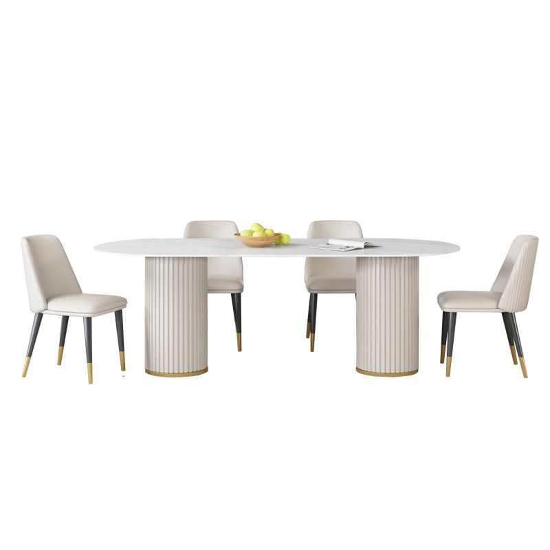 Set da pranzo in pietra sinterizzato in stile glam rettangolo 1/2/5 pezzi set da pranzo per le aree da pranzo