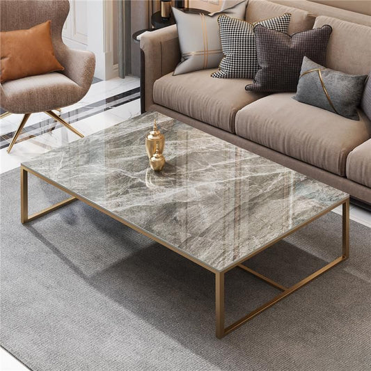 Mesa de café Glam Slate Rectangle Rectange Gold Coffee o Table Fin