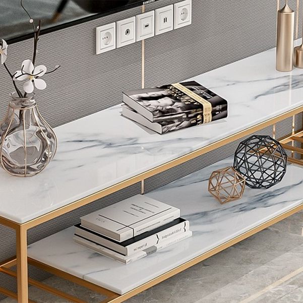 17.72 "H TV Style Glam Style Open Rangement Console TV avec 2 étagères pour le salon