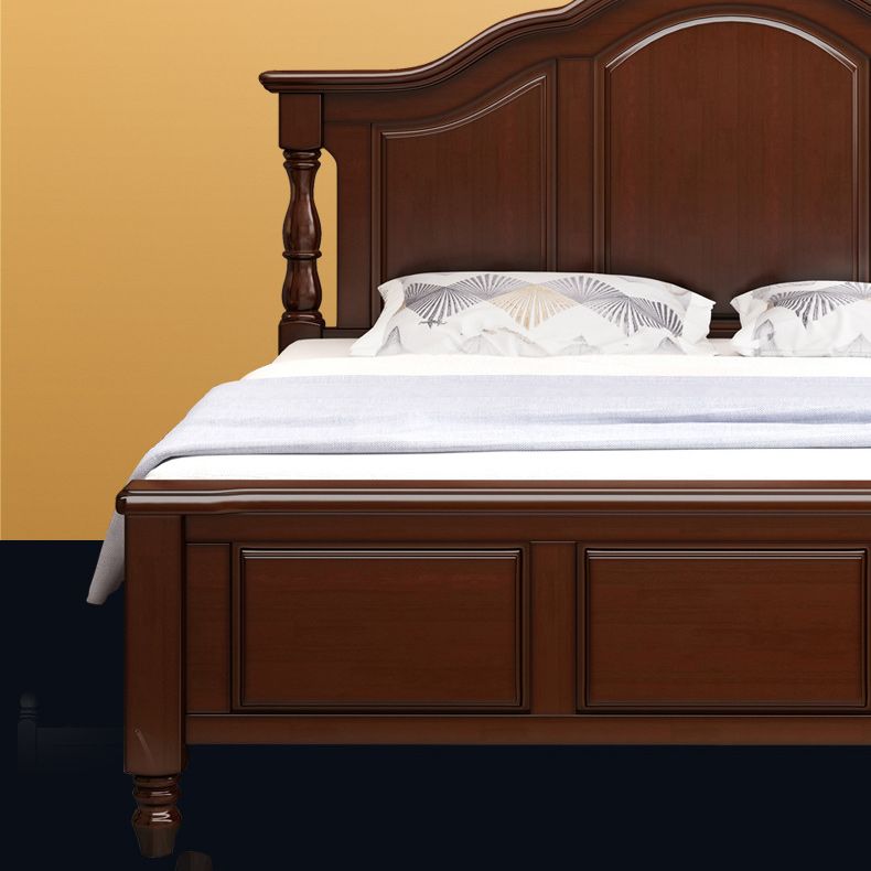 Victorian Camelback Wood Panel Bed 54.3-inch H Bed Frame with Headboard