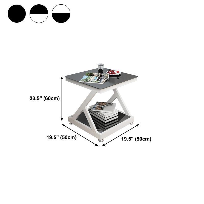 Tempered Glass Side Table Square Black and White Accent Side Table Clearhalo 'Coffee & Accent Tables' 'End & Side Tables' 'end_side_table' 'Furniture' 'furniture_end_side_table' 'Living Room Furniture' 1200x1200_bcc39bf4-5ba3-4be8-a8d1-223af8e8a88f