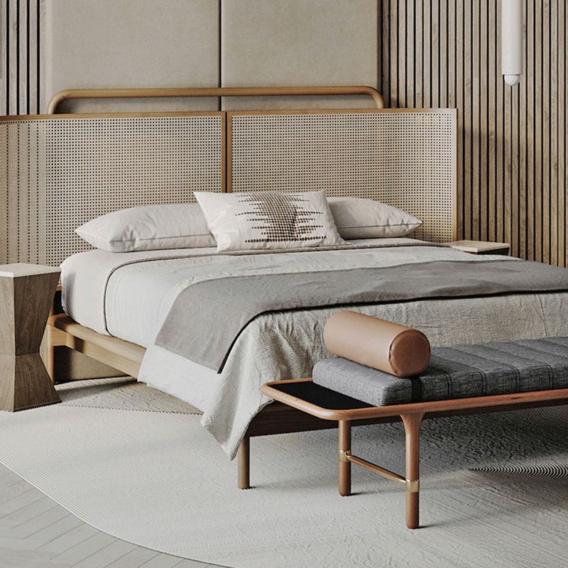 No Distressing Tropical Panel Bed Solid Wood Standard Bed with Headboard Clearhalo 'Bedroom Furniture' 'Beds' 'furn' 'furn_beds' 'Furniture' 1200x1200_bcc3a962-aaa4-4189-951b-4783797e8a5e