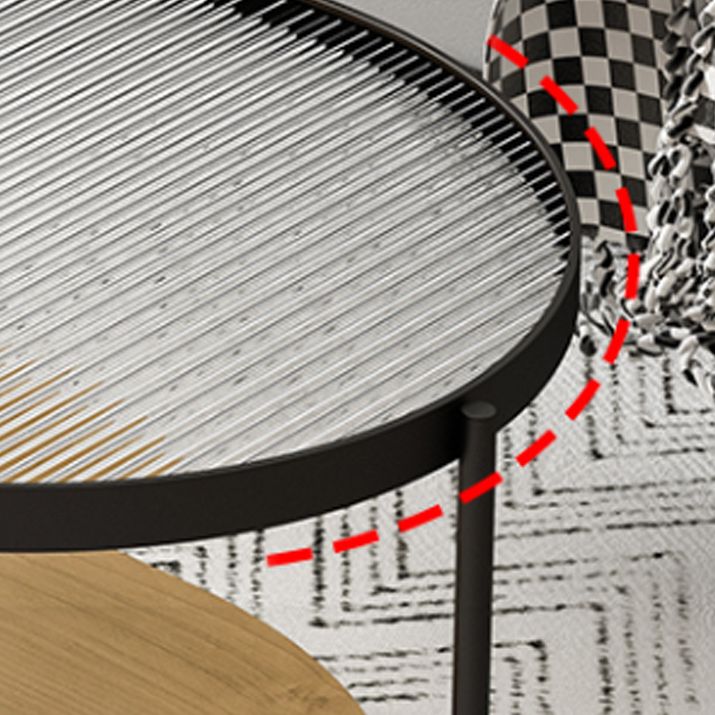 Modern 2 Piece Bunching Tables with Wooden Shelf and 4 Iron Legs Clearhalo 'Coffee & Accent Tables' 'Coffee Tables' 'coffee_tables' 'furn' 'furn_coffee_tables' 'Furniture' 'Living Room Furniture' 1200x1200_bcc572ce-aef9-420e-a0a7-8bad202186ed