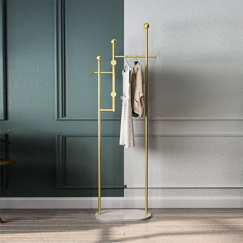 Modern Metal Entryway Kit with 4 Hooks and Basket in Drawing Room Clearhalo 'Entry & Mudroom Furniture' 'furn' 'furn_hall_tree_coat_racks' 'Furniture' 'Hall Trees & Coat Racks' 'hall_tree_coat_racks' 1200x1200_bcc5f80c-bcea-469d-a434-c328011d47f6