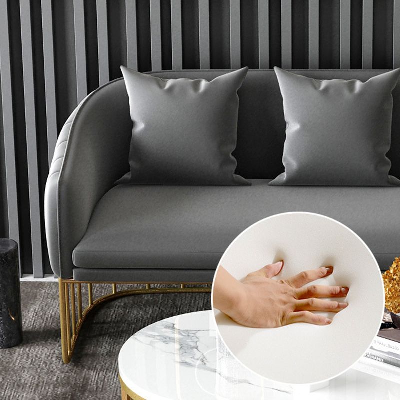 Blau/grau Samtsofa Modernismus Smoking -Arm -Sofa mit Kissen