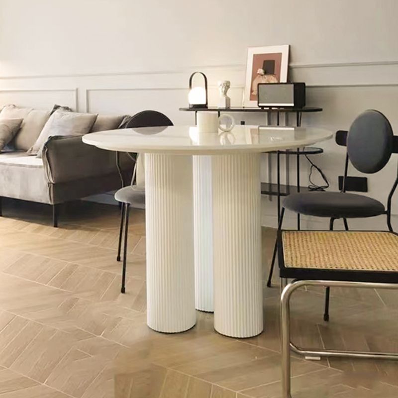 Modern Style Coffee Table with Abstract Base Design Round Wooden Table