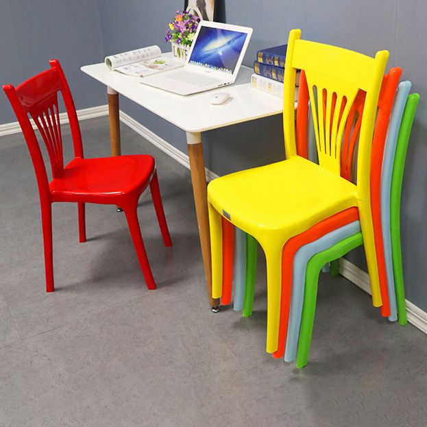Slat Back Dining Side Chair Contemporary Plastic Dining Armless Chair