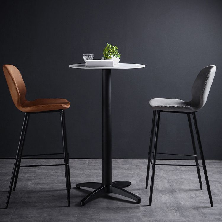 Sgabello scandinavo in metallo Sgabello da banco imbottito in ecopelle per la casa