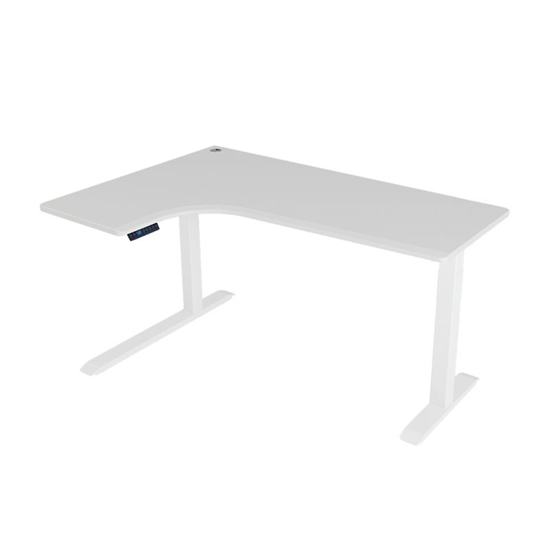 Bureau d'ordinateur de réglage de la hauteur électrique en L Bureau de base en acier en forme d'acier en L