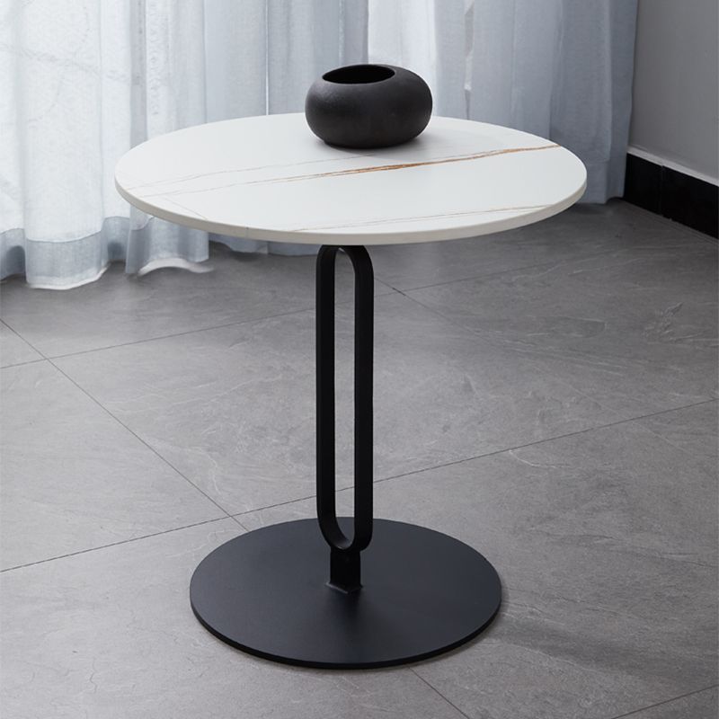 Pizarra de pedestal de mesa de café de piedra redonda con pierna de metal moderna