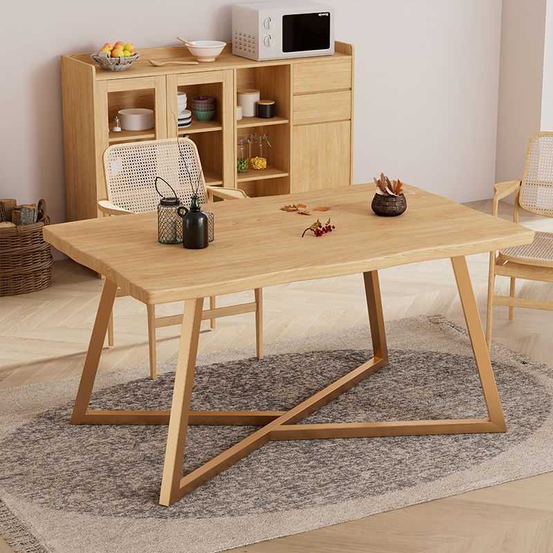 Tavolo da pranzo a base di metallo oro Tavolo da cucina per la sala da pranzo in legno massiccio