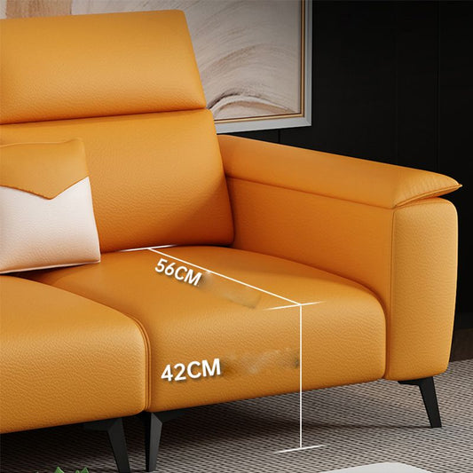 Contemporary Sofa Chaise Faux Leather Living Room Square Arm Seating Clearhalo 'furn' 'furn_sectionals' 'Furniture' 'Living Room Furniture' 'Sectionals' 1200x1200_bcccb792-0b29-4623-b0e0-d2ea75278936