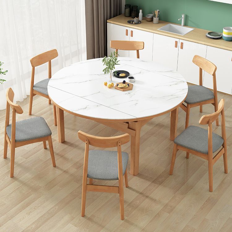 Modern Style Round Dinner Table White Sintered Stone Table with Wooden Base Clearhalo ' dining_table' 'Dining Tables & Seating' 'Dining Tables' 'furn' 'furn_dining_table' 'Furniture' 'furniture_dining_table' 'Kitchen & Dining Furniture' 'kitchen&dining_furn' 'kitchen' 'kitchen_dining_table' 1200x1200_bcd00496-8f30-44ba-a837-45abb4138648