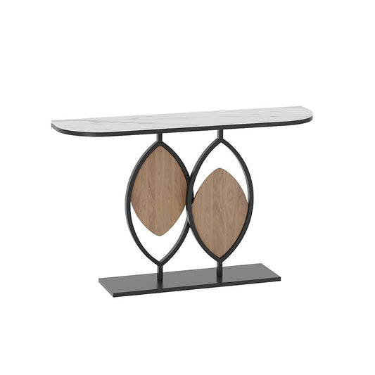 Tavolo della console di base in metallo con top in pietra di mezza luna per Hall 11.81 "