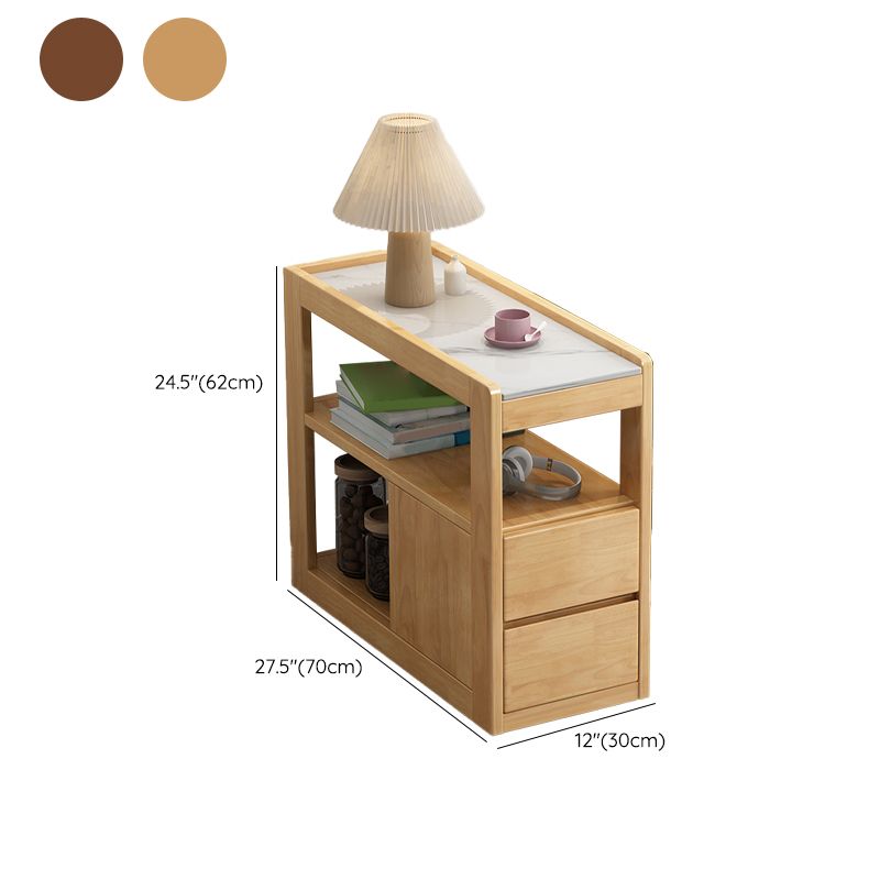 Mesa auxiliar de la sala de estar Madera maciza con mesa de esquina rectangular de almacenamiento