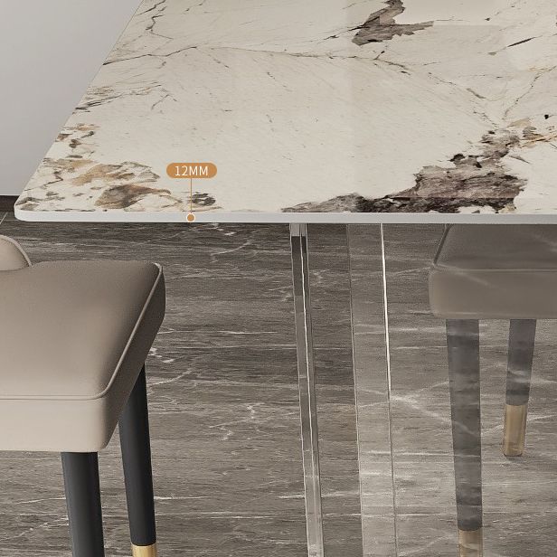 Mesa de comedor de piedra sinterizada moderna mesa de doble pedestal con base acrílica para el hogar