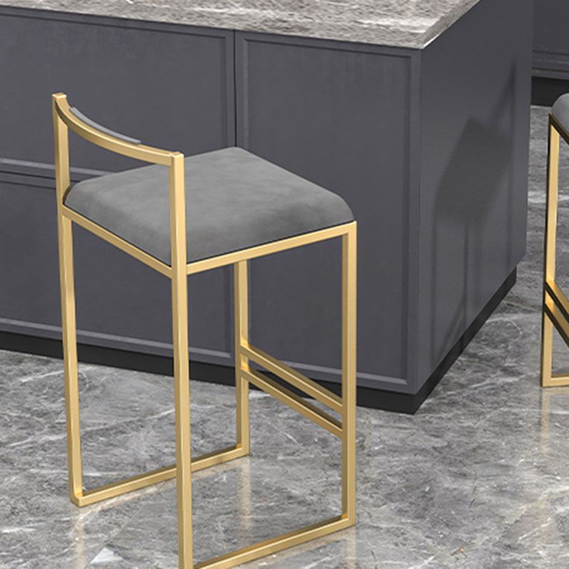 Glam Armless Backrest Counter Stool Iron Living Room Bar Stool with Velvet Cushion,1 Piece Clearhalo 'Bar Furniture' 'Bar Stools' 'bar_stools' 'furn' 'furn_bar_stools' 'furniture_bar_stools' 'Kitchen & Dining Furniture' 'kitchen&dining_furn' 'kitchen' 'kitchen_furn' Furniture' 1200x1200_bcd44b10-b115-41c2-b1d5-6388aff3e165