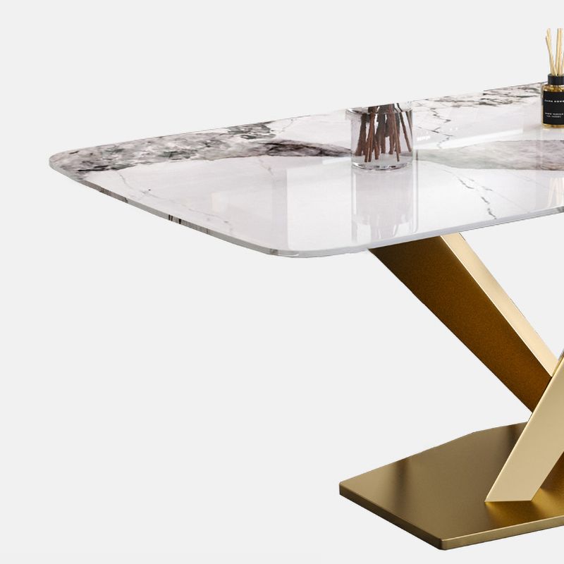 Rectangle Glam Dining Table White Tone Fixed Table with Sintered Stone Clearhalo ' dining_table' 'Dining Tables & Seating' 'Dining Tables' 'furn' 'furn_dining_table' 'Furniture' 'furniture_dining_table' 'Kitchen & Dining Furniture' 'kitchen&dining_furn' 'kitchen' 'kitchen_dining_table' 1200x1200_bcd4b5f8-6849-4ed3-963b-9bf45178dde7