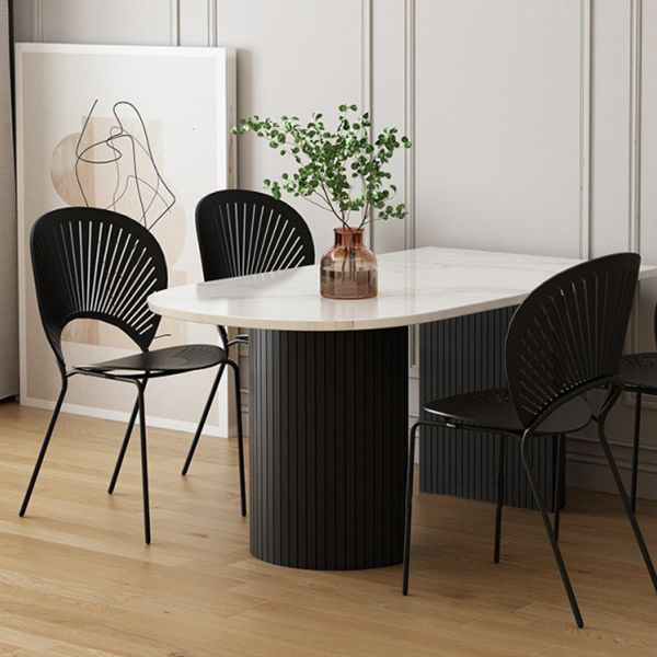 Rubberwood Solid Wood Base Table Contemporary Dining Table in White and Black Clearhalo 'Dining Tables & Seating' 'Dining Tables' 'dining_table' 'furn' 'furn_dining_table' 'Furniture' 'furniture_dining_table' 'Kitchen & Dining Furniture' 'kitchen' 'kitchen_dining_table' 1200x1200_bcd58a8d-b3b3-4e6a-a0d1-fdeab5bb0fd6