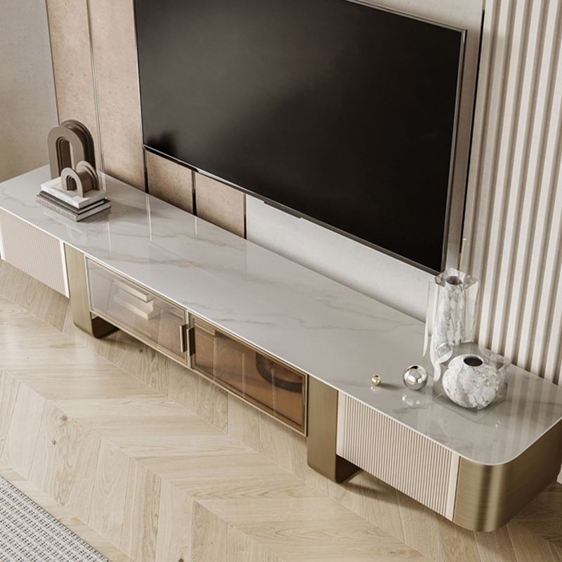 Modern Stone TV Stand Console Enclosed Storage TV Media Stand with Doors for Living Room Clearhalo 'furn' 'furn_tv_stands_entertainment_centers' 'Furniture' 'Living Room Furniture' 'TV Stands & Entertainment Centers' 'TV Stands & Media Storage Furniture' 'tv_stands_entertainment_centers' 1200x1200_bcd6e3b7-d07b-477c-b411-dcc1ecff641a