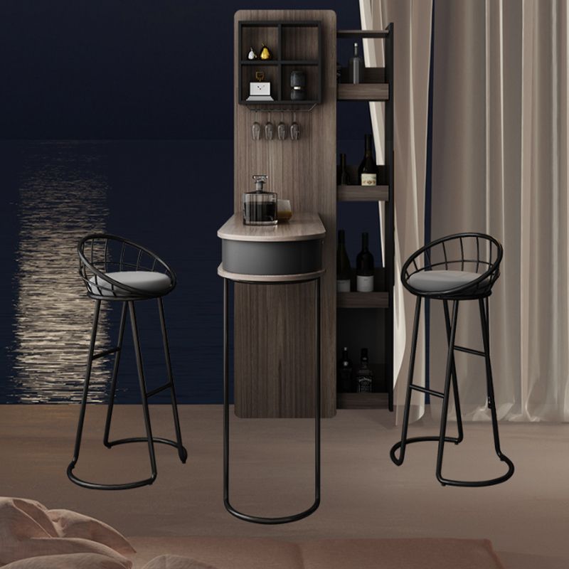 Ellipse Shape Bar Table Storable Table with Wine Holder for Living Room Clearhalo 'Bar Furniture' 'Bar Tables' 'bar_tables' 'furn' 'furn_bar_tables' 'Furniture' 'Kitchen & Dining Furniture' 1200x1200_bcd72cd2-944d-4ef2-8f3d-8c2c35f7ea95