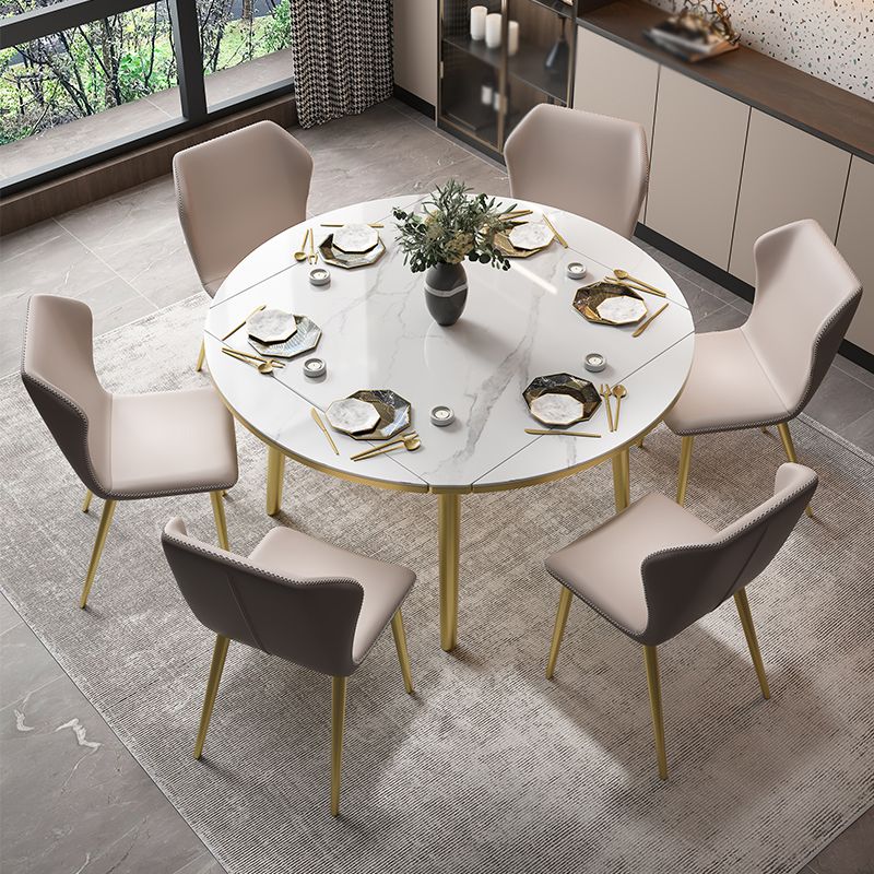 Glam 1/2/5/7 Pieces Dining Set Round Sintered Stone Dining Table for Dining Room Clearhalo 'Dining Room Sets' 'Dining Tables & Seating' 'dining_room_set' 'furn' 'furn_dining_room_set' 'Furniture' 'furniture_dining_room_set' 'Kitchen & Dining Furniture' 'kitchen&dining_furn' 'kitchen' 1200x1200_bcda9caf-8398-46bf-9bae-f1d442c2ee6c