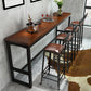 Industrial Style Bar Dining Table Brown Solid Wood Bar Wine Table with Metal Base