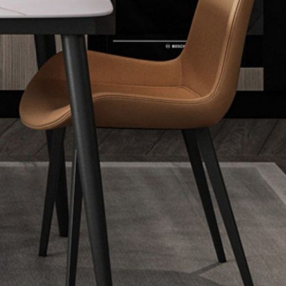 Modern Style Sintered Stone Dining Table with White Rectangle Shape Table and 4 Legs Base Clearhalo 'Dining Room Sets' 'Dining Tables & Seating' 'dining_room_set' 'furn' 'furn_dining_room_set' 'Furniture' 'furniture_dining_room_set' 'Kitchen & Dining Furniture' 'kitchen&dining_furn' 'kitchen' 1200x1200_bcdb175a-d9da-4e7f-97f2-a62c6d796cca