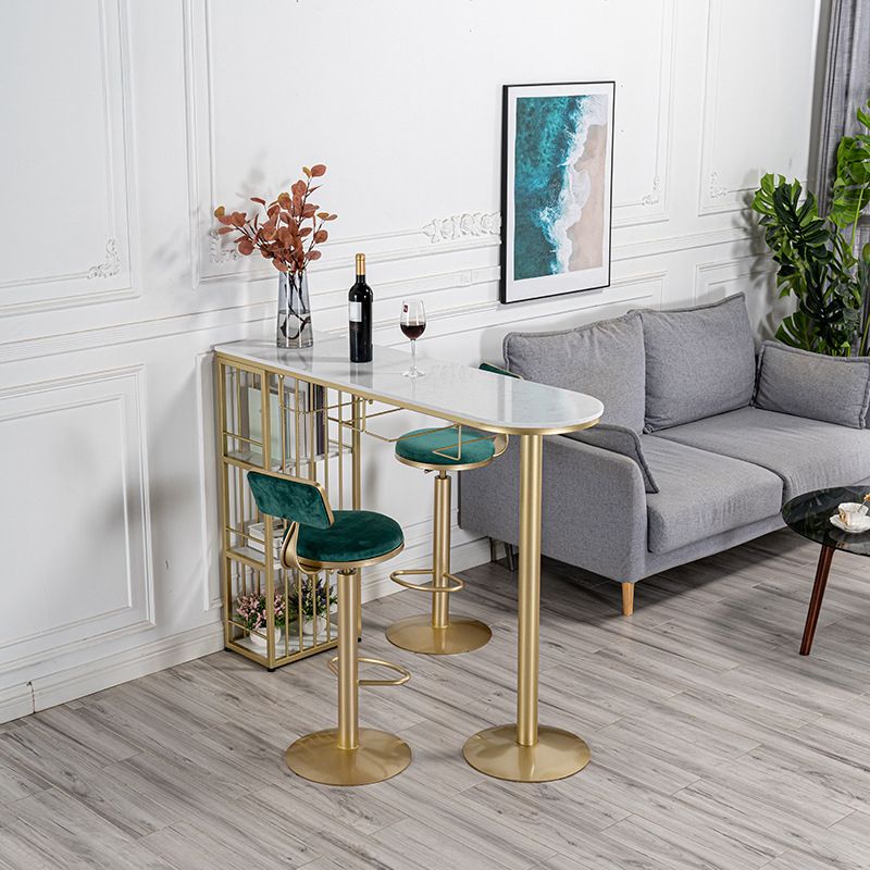 Table de bar Glam Free Form Table en marbre blanc avec rangement pour salon
