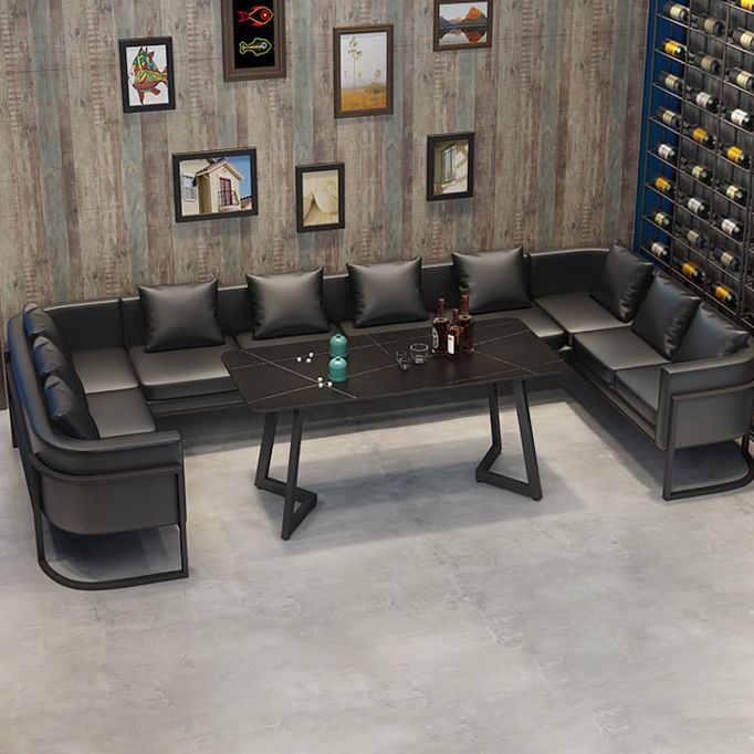 Industrial Style Sintered Stone Dinner Room Kitchen Table Black Metal Base Table for Dinning Room Clearhalo ' dining_table' 'Dining Tables & Seating' 'Dining Tables' 'furn' 'furn_dining_table' 'Furniture' 'furniture_dining_table' 'Kitchen & Dining Furniture' 'kitchen&dining_furn' 'kitchen' 'kitchen_dining_table' 1200x1200_bcdb2d30-fd80-4d0c-b38f-844c135bcead
