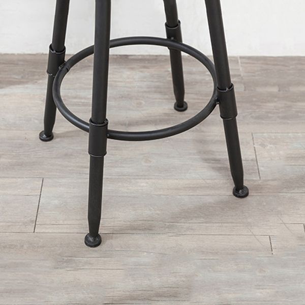 Tabouret industriel en métal, siège rond en bois, tabouret de comptoir réglable, finition mate