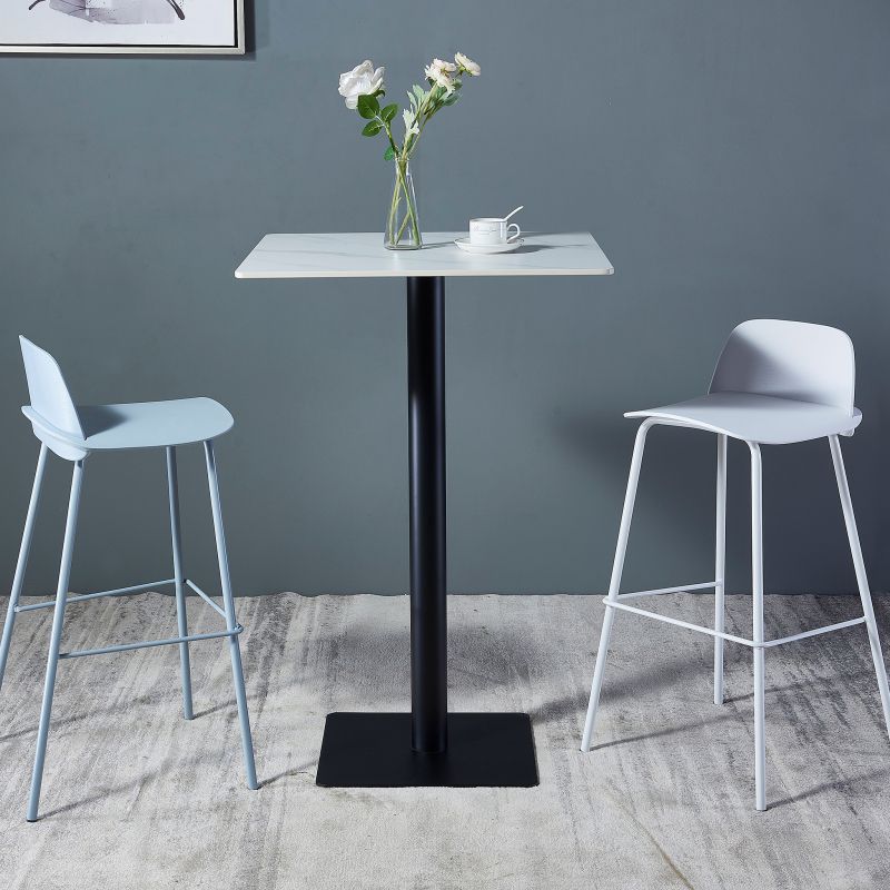 Industrial Black Iron Bar Dining Table Stone Top Engineered Wood Indoor Bistro Table Clearhalo 'Bar Furniture' 'Bar Tables' 'bar_tables' 'furn' 'furn_bar_tables' 'Furniture' 'furniture_bar_tables' 'Kitchen & Dining Furniture' 1200x1200_bcdcc6e4-4ad6-48e3-a87c-723943091a5e
