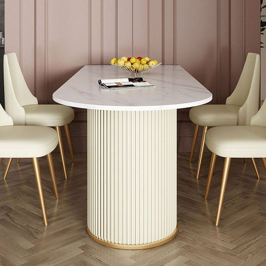 Tavolo da pranzo fisso in pietra sinterizzato di lusso a forma di sala da pranzo scrivania