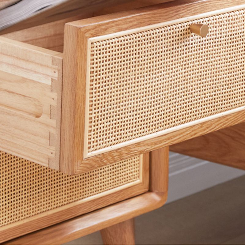 Rangement de tiroir de nuit en bois massif et rotin 2 jambes d'armoire de chevet de tiroir