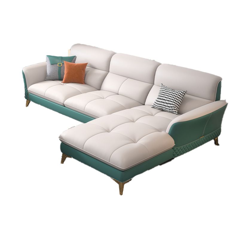 34.64 " H Genuine Leather Flared Arm Sofa & Chaise for Living Room Clearhalo 'furn' 'furn_sectionals' 'Furniture' 'Living Room Furniture' 'Sectionals' 1200x1200_bce062df-52bc-457b-8044-c75b9cfbaca4