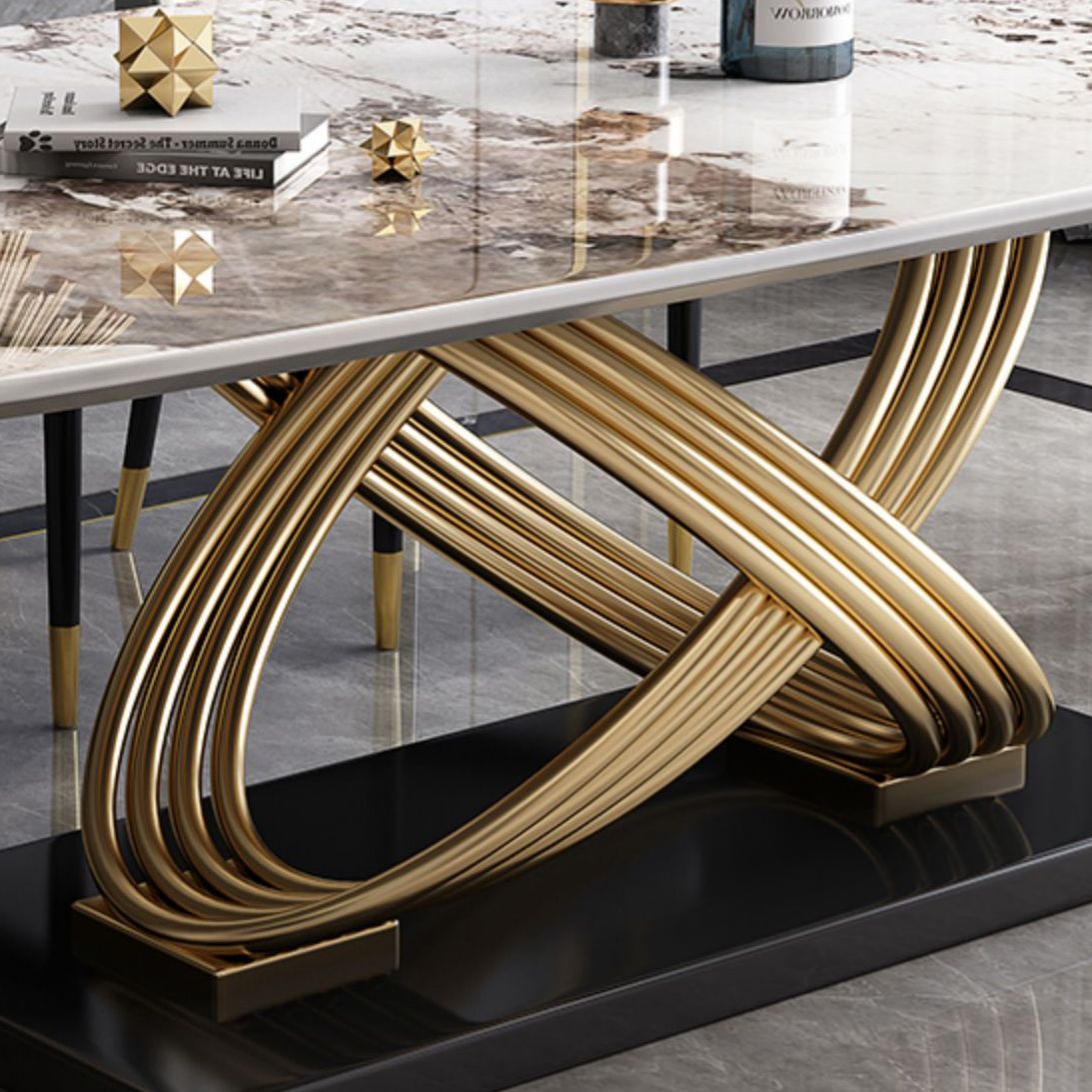 Modern Sintered Stone Dining¬†Room¬†Set with Rectangle Table and Metal Base Dining Table Furniture Clearhalo 'Dining Room Sets' 'Dining Tables & Seating' 'dining_room_set' 'furn' 'furn_dining_room_set' 'Furniture' 'furniture_dining_room_set' 'Kitchen & Dining Furniture' 'kitchen&dining_furn' 'kitchen' 1200x1200_bce0da24-0231-413f-a5b4-7e841aae8c02