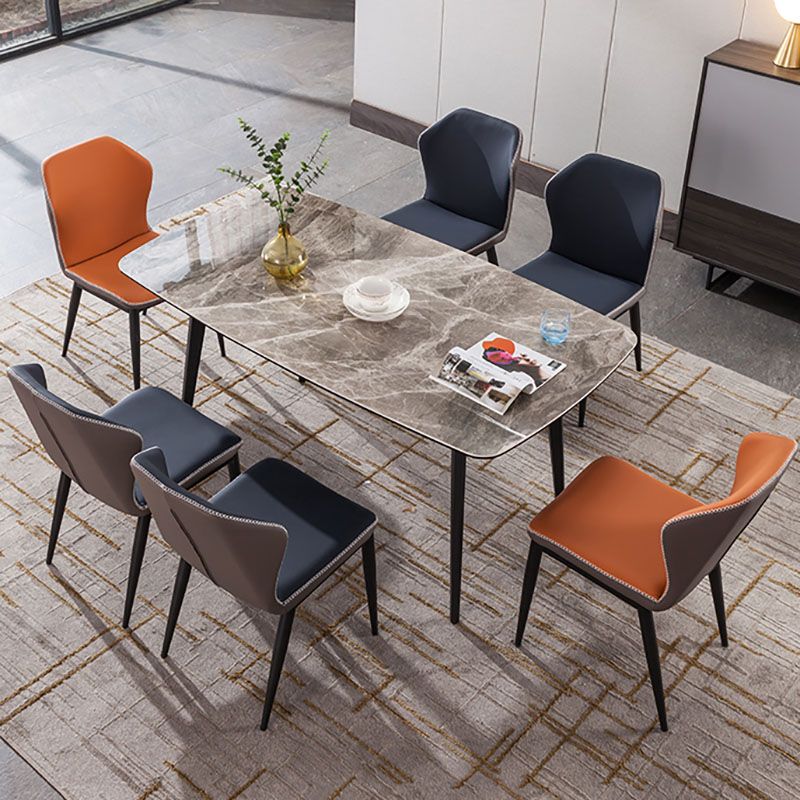Industrial Style Wingback Armless Dining Chair PU Leather Dining Chairs Clearhalo 'Dining Chairs' 'Dining Tables & Seating' 'dining_chair' 'furn' 'furn_dining_chair' 'Furniture' 'furniture_dining_chair' 'Kitchen & Dining Furniture' 1200x1200_bce3bb31-57a2-4c99-9c47-d1385c45a004