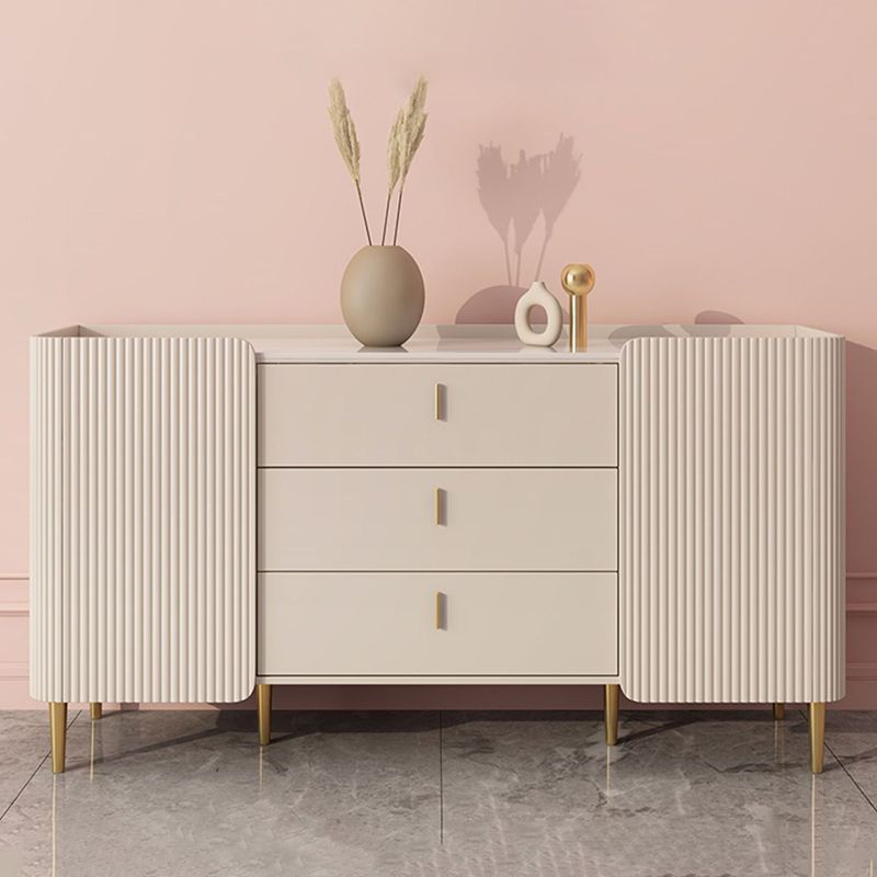 Tabla lateral de piedra de mesa de estilo glamoroso con gabinete y cajones