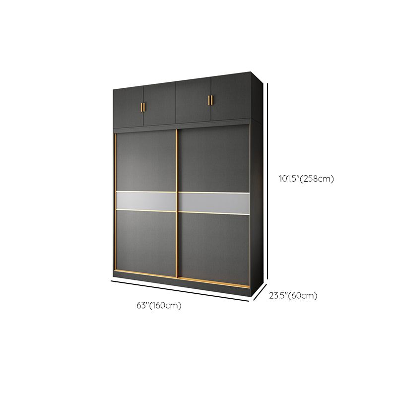 Grey Engineered Wood Wardrobe Cabinet Contemporary Wardrobe Armoire