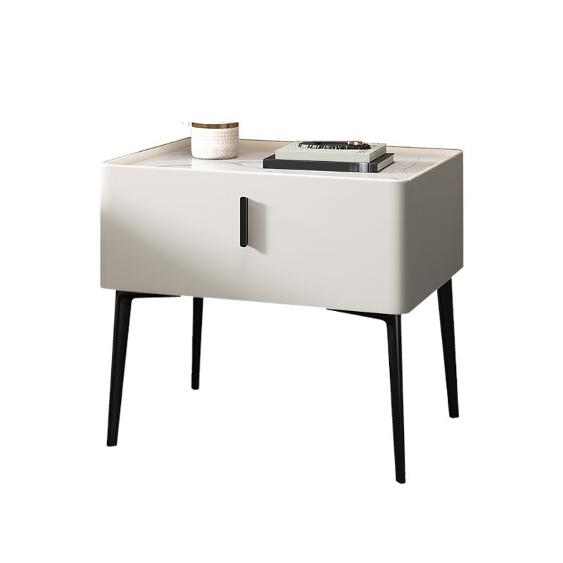 Mesa de acento contemporánea Mesa de mármol genuino y de cuero sintético