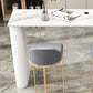 Glam Bistro Set 1/3 Pezzi Tavolo da bar in pietra di colore bianco con sgabelli imbottiti