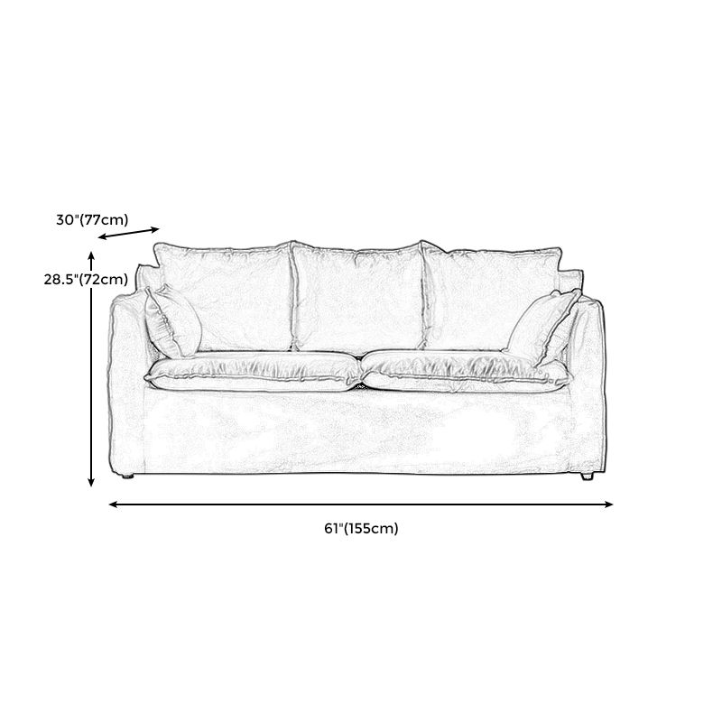 Contemporary Linen Couch Square Arm Settee with Slipcovered Pillows Clearhalo 'furn' 'furn_sofas' 'Furniture' 'furniture_sofas' 'Living Room Furniture' 'Sofa' 'sofas' 1200x1200_bce92f34-da5e-4832-96f1-cc826061fb7a