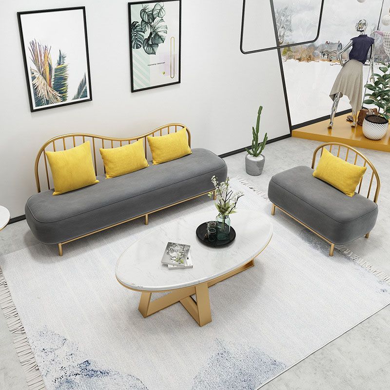 Velvet moderne stijl setee -statement armloze bank met 1/3 kussens